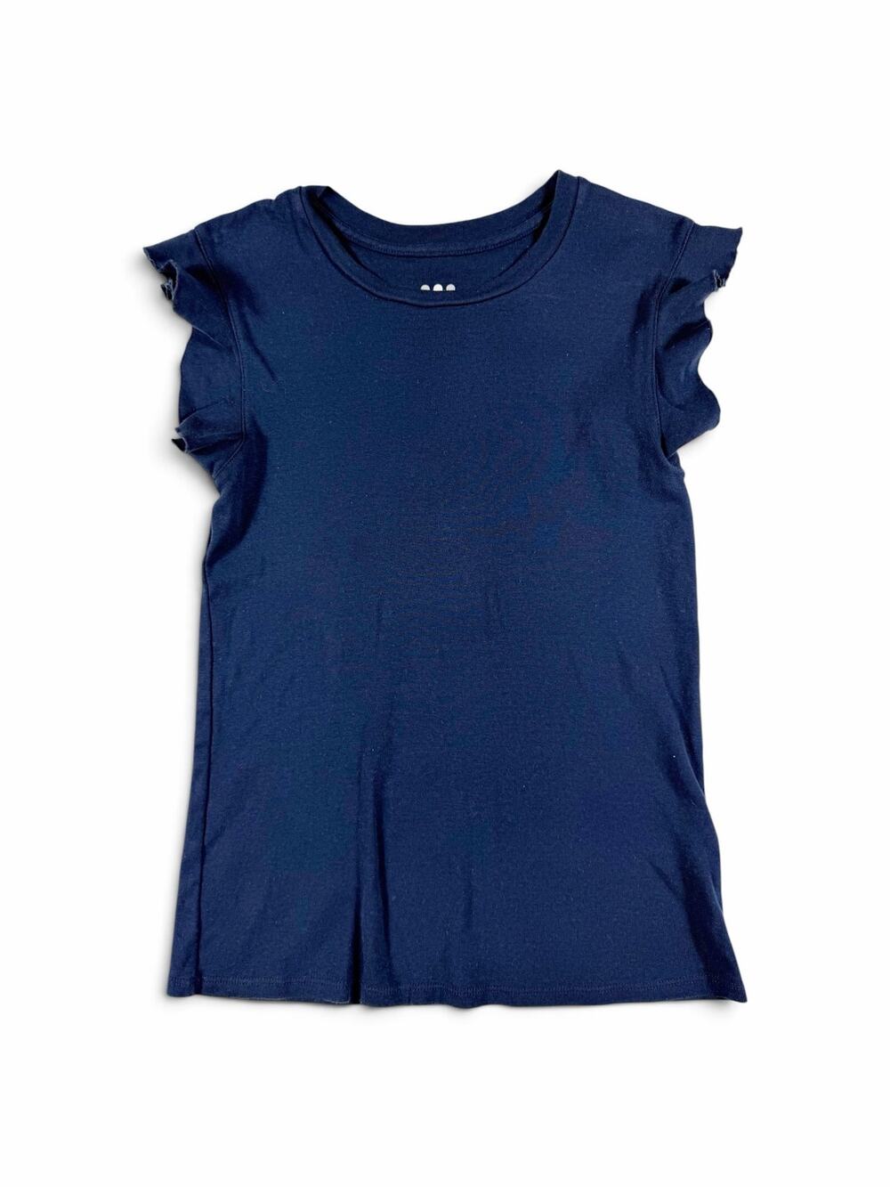 Three Dots Flutter Sleeve T Shirt Navy Blue 100% Cotton Made in USA Small